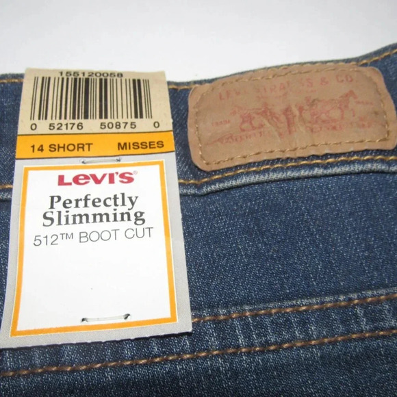 NWT LEVI’S Perfectly Slimming Boot Cut 512 Jeans Size 14 Short - Picture 6 of 7